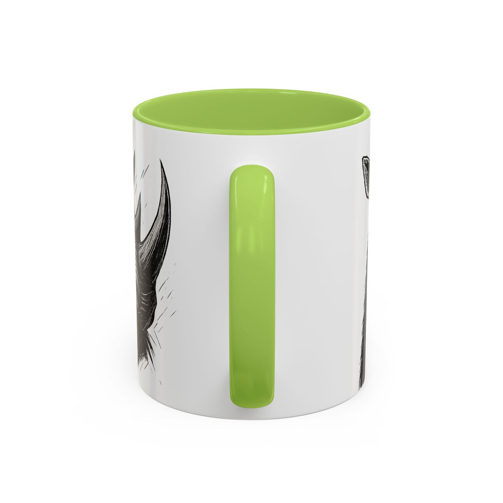 Grunge Punk Animal Mug | Giraffe & Rhino Linocut Art Coffee Cup, Edgy Black and White Illustration Gift