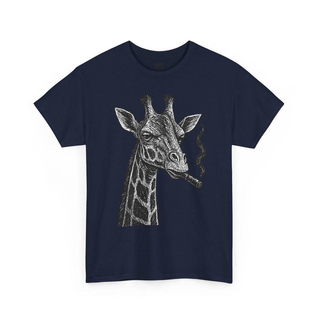 Giraffe Smoking Graphic Tee, Animal Lover Gift, Casual Cotton T-Shirt, Unique Graphic Shirt, Quirky Tee for Any Occasion, Fun Tee