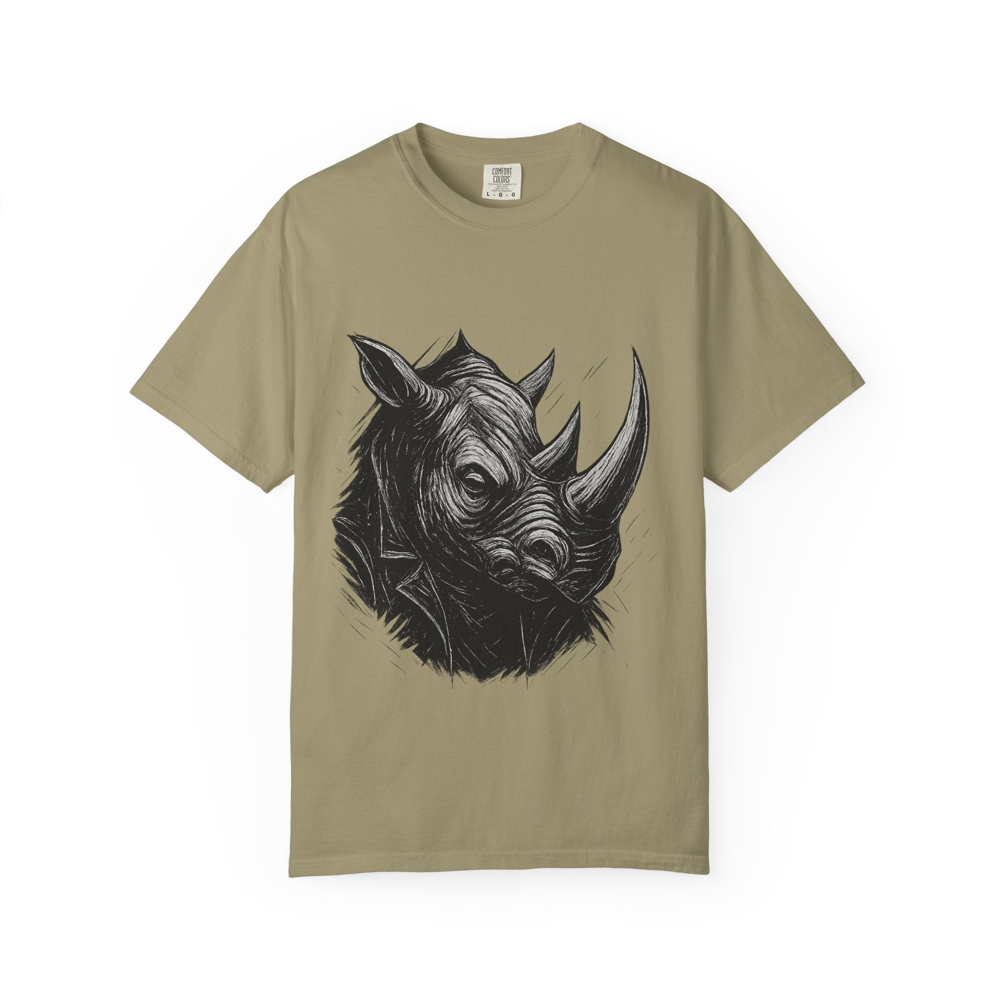 Grunge Rhino T-shirt, Punk Rhino Tee, Rhino Linocut Shirt, Rebel Rhinoceros Top, Edgy Animal Graphic Tee