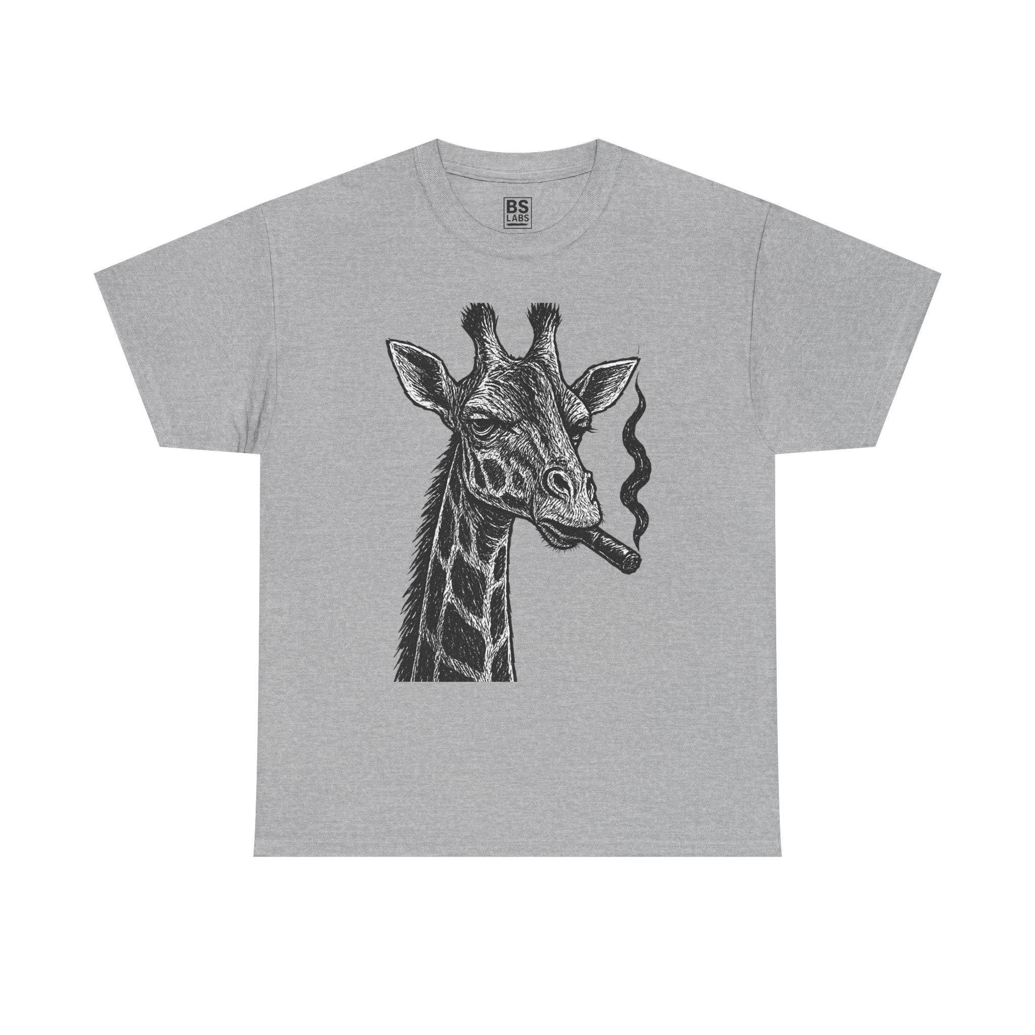 Giraffe Smoking Graphic Tee, Animal Lover Gift, Casual Cotton T-Shirt, Unique Graphic Shirt, Quirky Tee for Any Occasion, Fun Tee