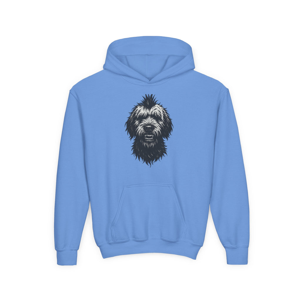 Streetwise Rebel Linocut Hoodie, Bold Punk Style Sweatshirt, Edgy Urban Youth Jacket, Trendy Grunge Pullover, Cool Teen Hooded Jumper