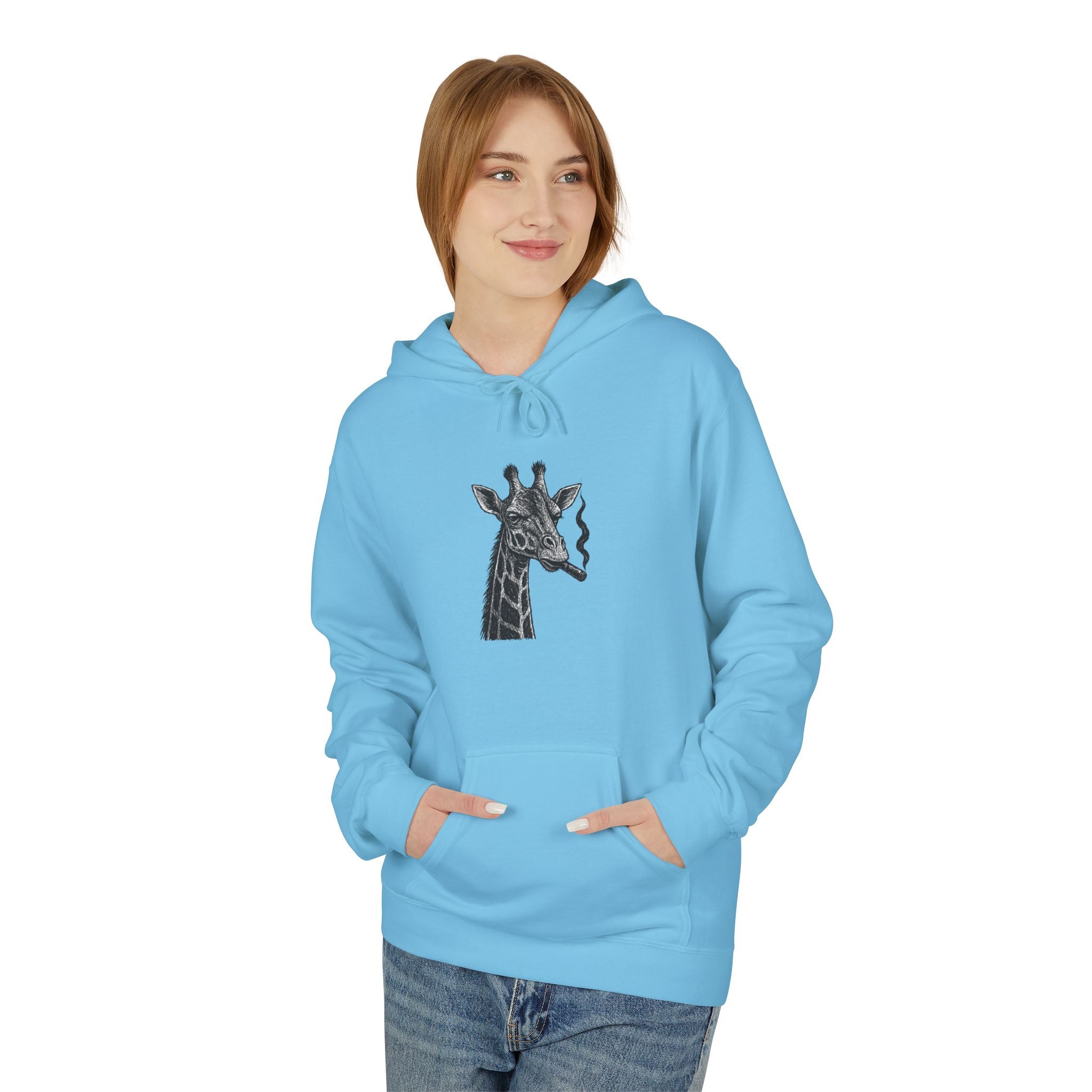 Giraffe Love Hoodie, Animal Enthusiasts Gift, Cozy Fleece Fall Fashion, Nature Lovers, Unique Grunge Style, Soft Sweatshirt,