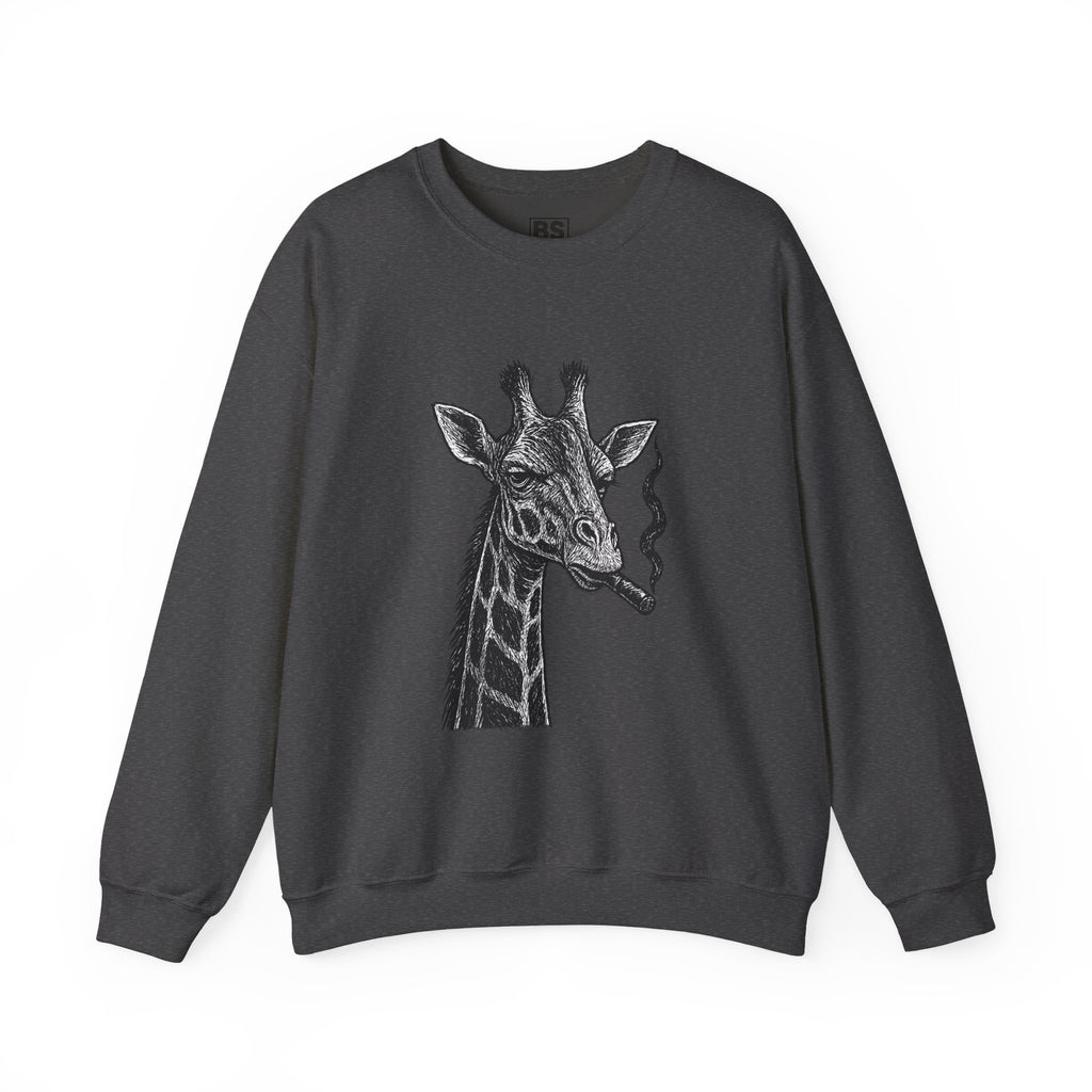 Cool Giraffe Smoking Sweatshirt, Trendy Animal Lover Gift, Unisex Crewneck, Chill Vibe, Casual Wear