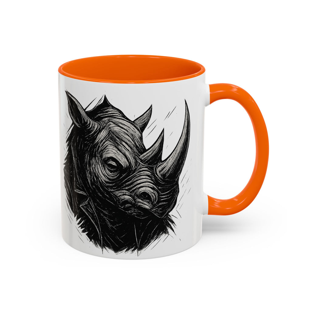 Grunge Punk Animal Mug | Giraffe & Rhino Linocut Art Coffee Cup, Edgy Black and White Illustration Gift