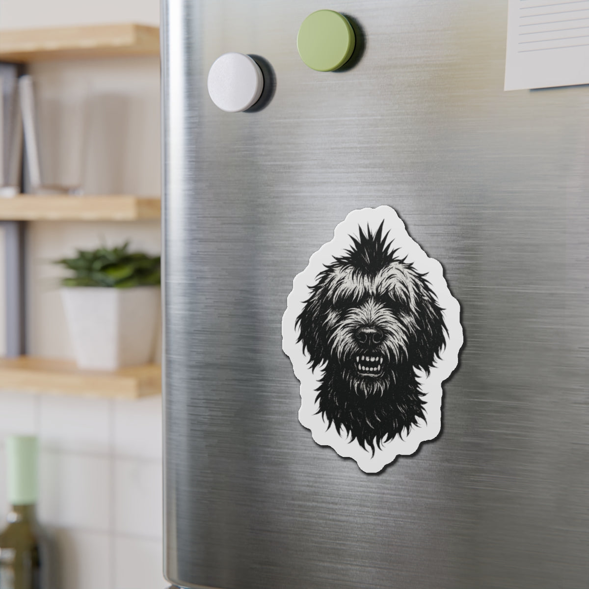 Punk Rock Goldendoodle Die-Cut Magnets, Refrigerator Decor, Fridge Magnets, Cute Dog Gift, Magnet Set