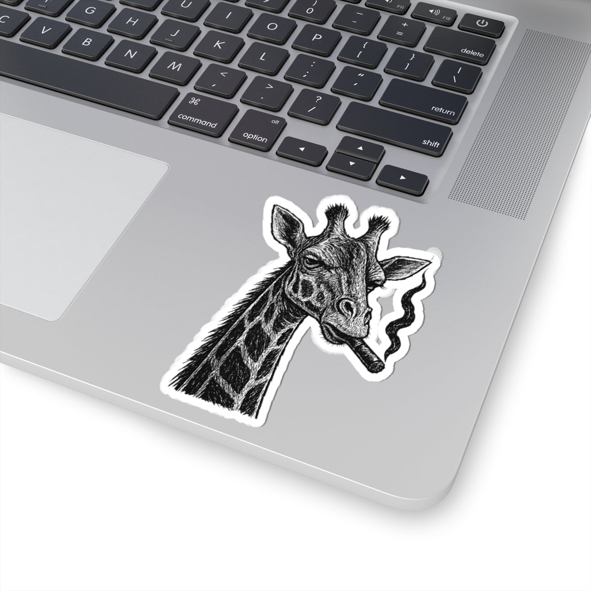 Giraffe Smoke Kiss-Cut Sticker, Laptop Decal, Vintage Wall Art, Animal Lover Gift, Car Decor, Grunge Style Decal