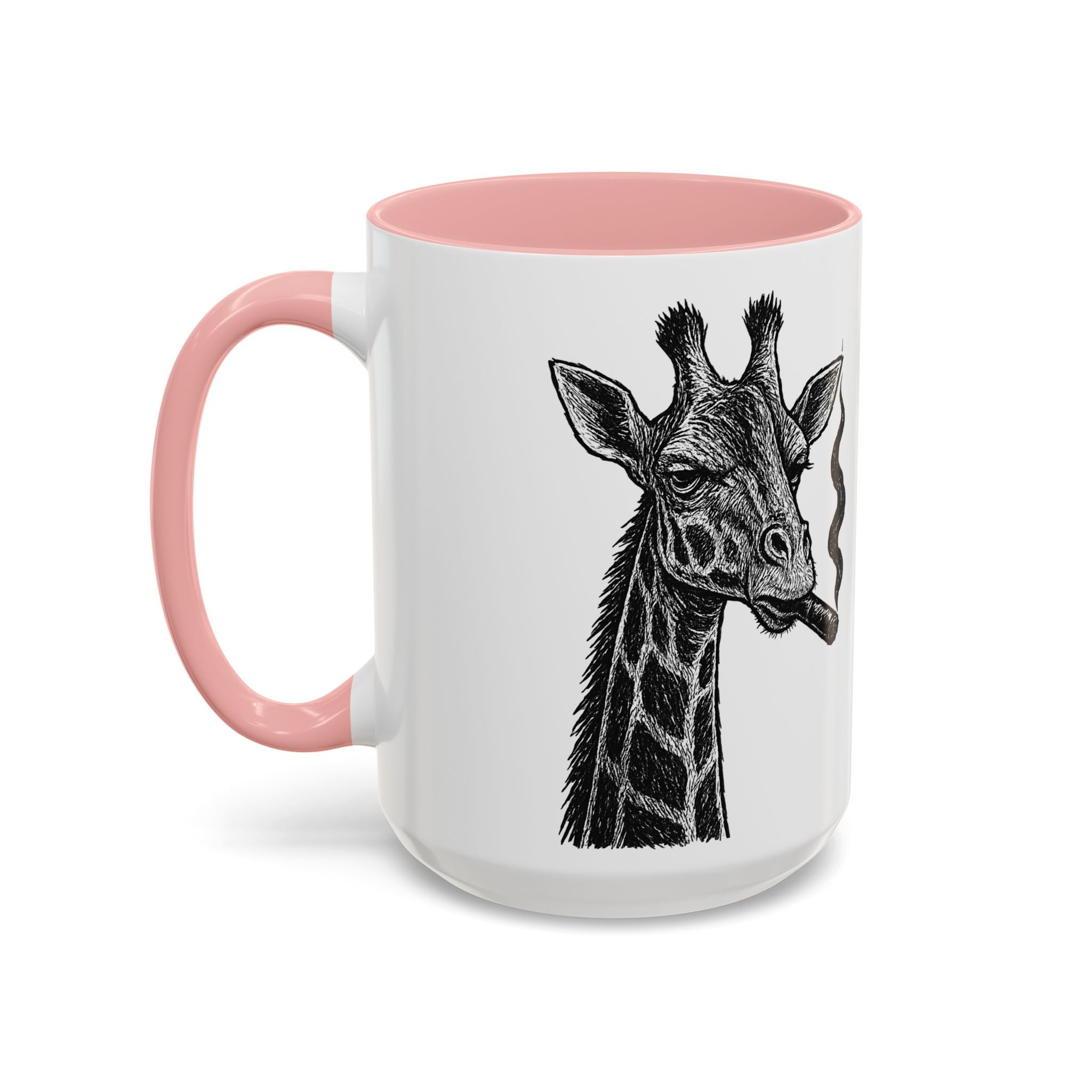 Grunge Punk Animal Mug | Giraffe & Rhino Linocut Art Coffee Cup, Edgy Black and White Illustration Gift