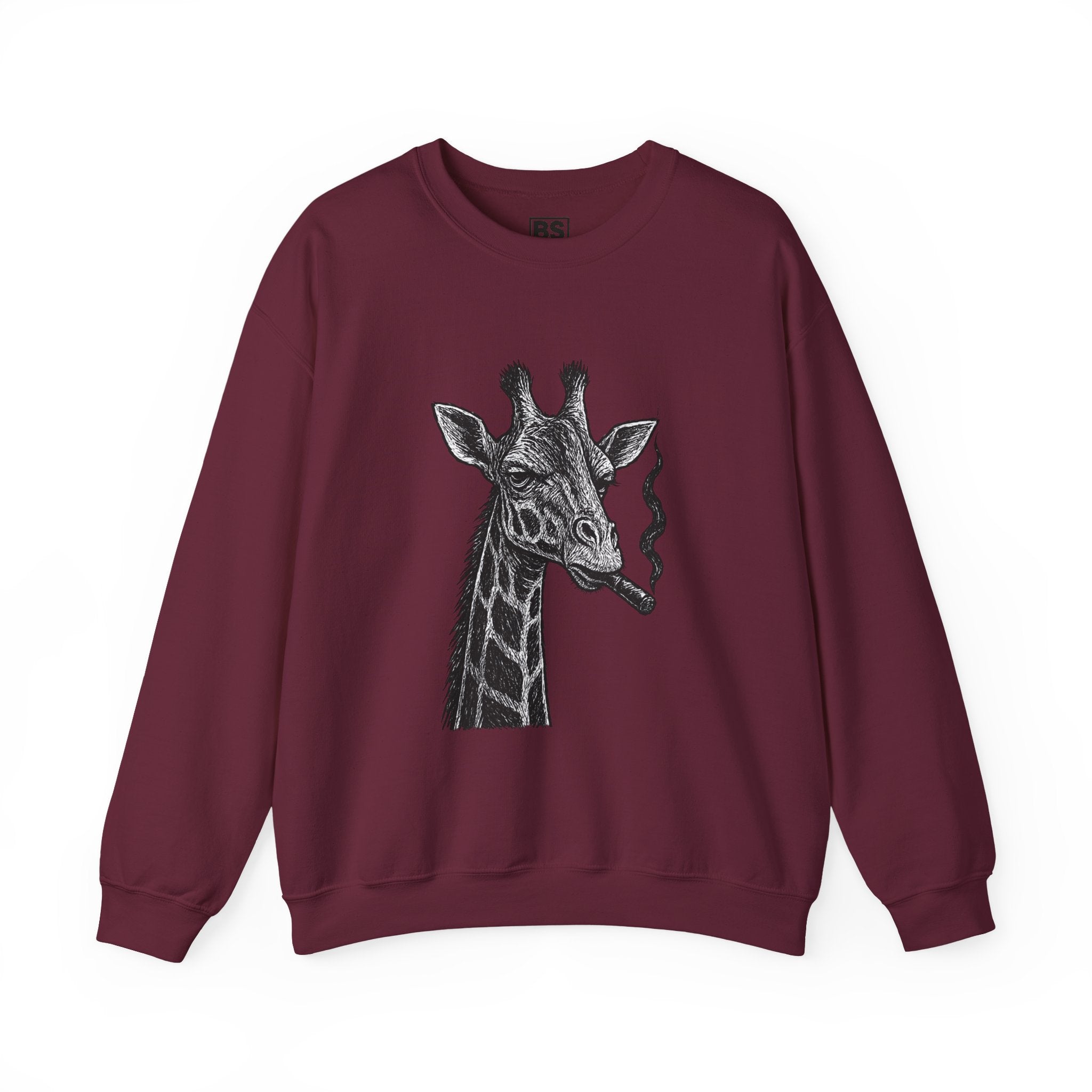 Cool Giraffe Smoking Sweatshirt, Trendy Animal Lover Gift, Unisex Crewneck, Chill Vibe, Casual Wear