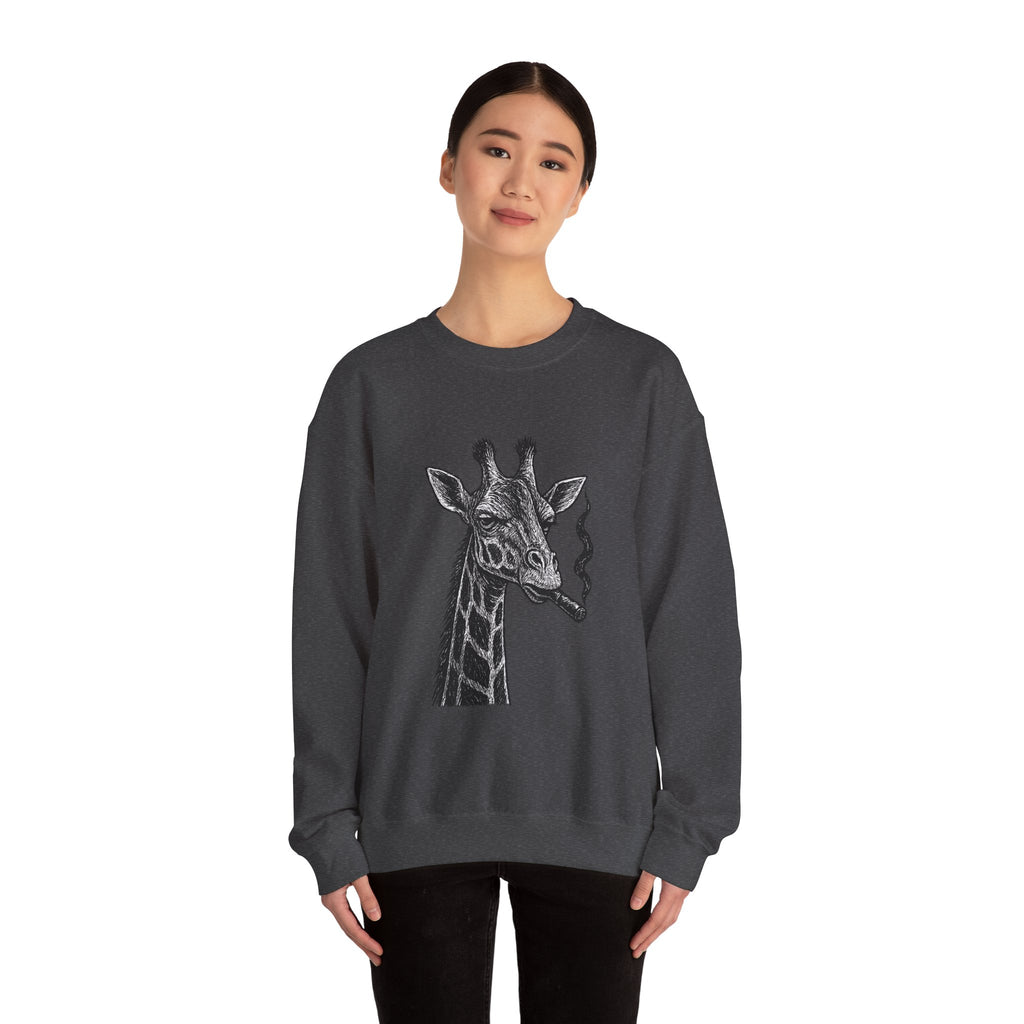 Cool Giraffe Smoking Sweatshirt, Trendy Animal Lover Gift, Unisex Crewneck, Chill Vibe, Casual Wear