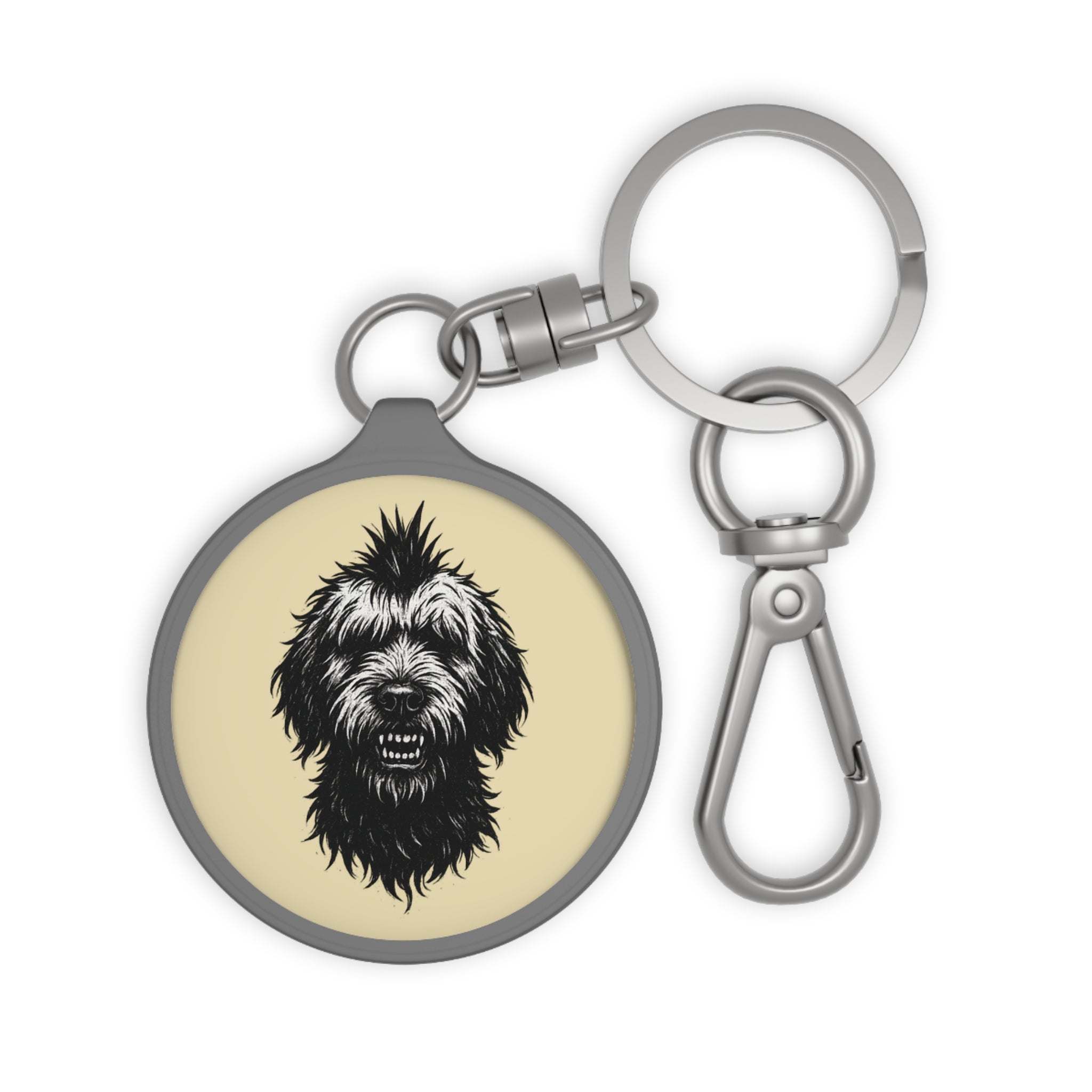 Keyring Tag, Bold Linocut Style Punk Cat Streetwise Attitude, Laid-Back Self-Assured Expression, Scruffy Charm, Rebel Cool Keychain, Unique