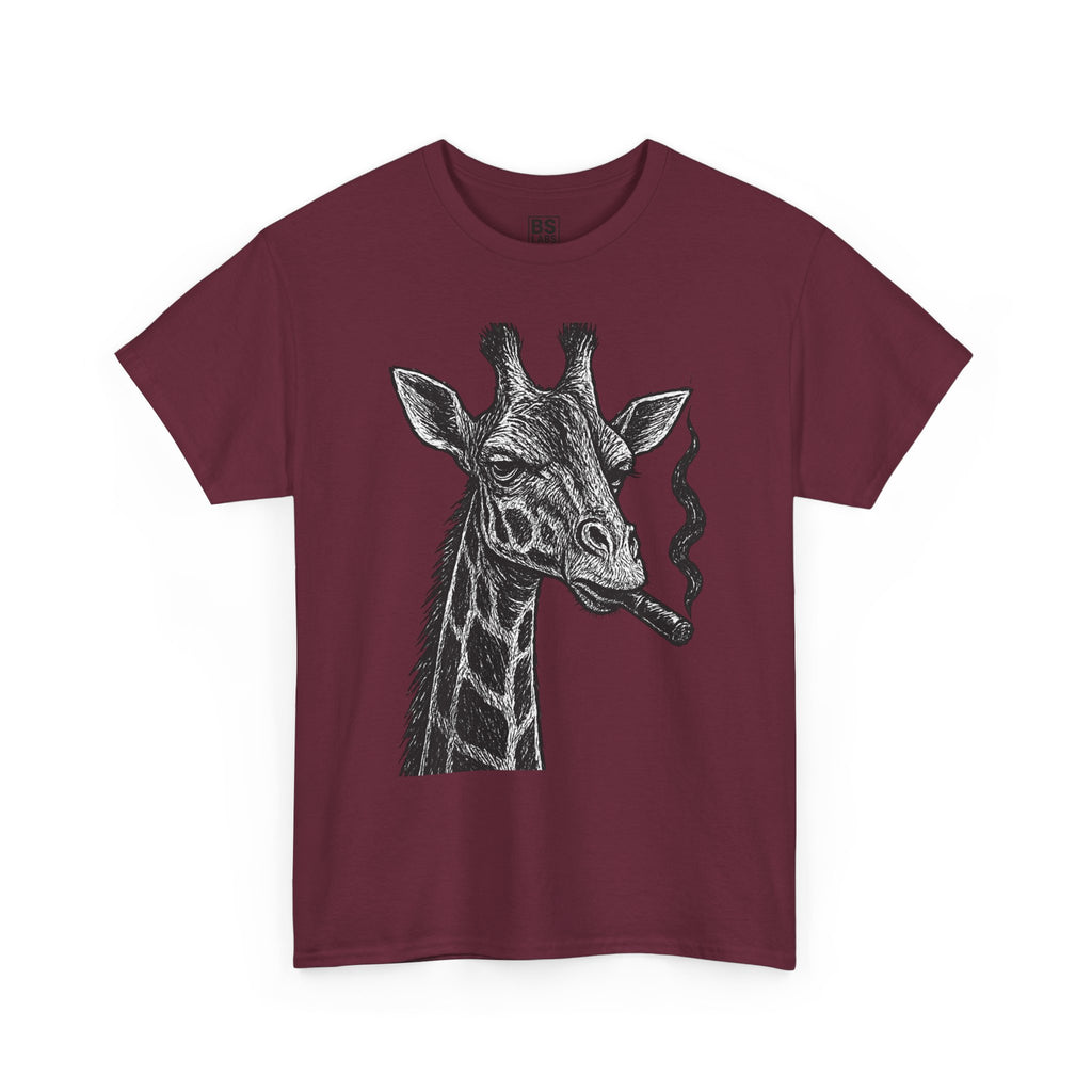 Giraffe Smoking Graphic Tee, Animal Lover Gift, Casual Cotton T-Shirt, Unique Graphic Shirt, Quirky Tee for Any Occasion, Fun Tee