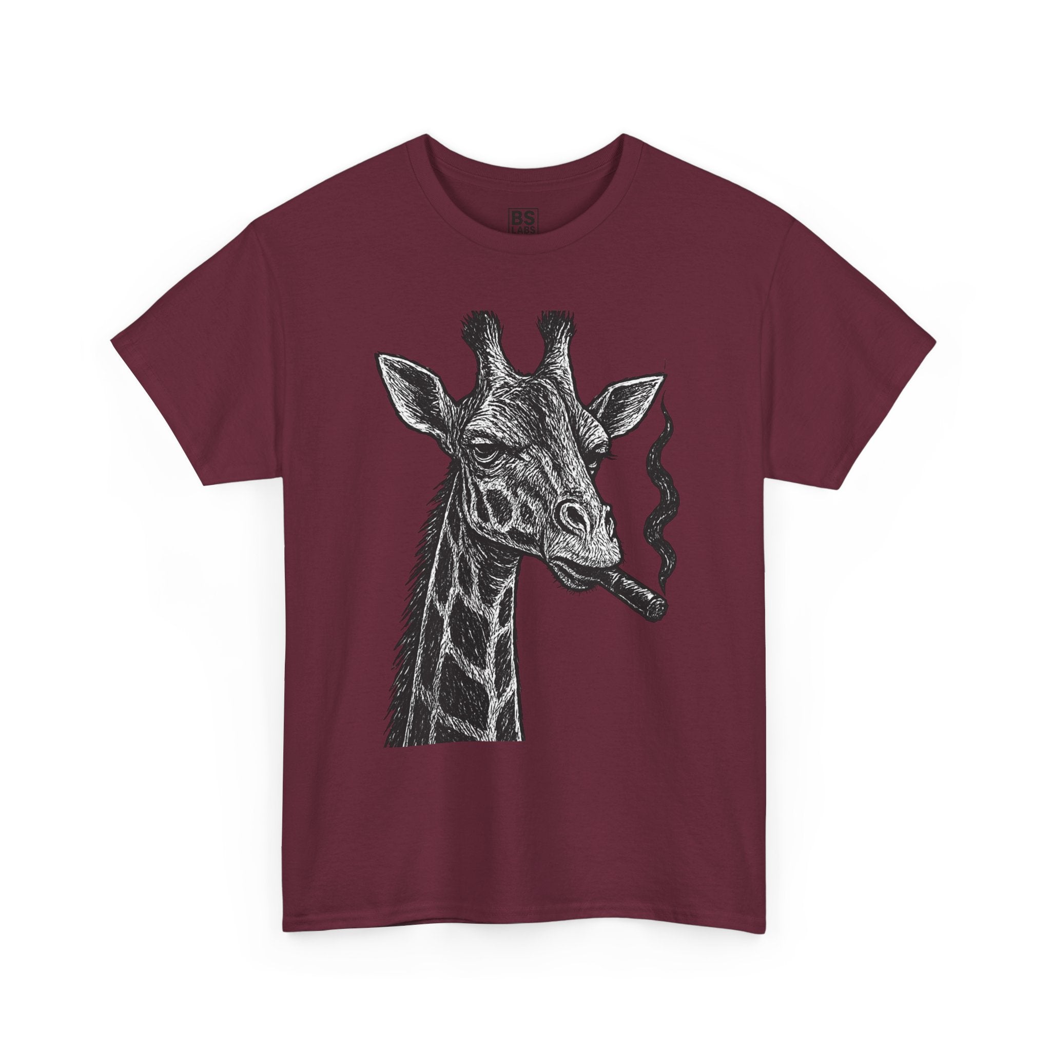 Giraffe Smoking Graphic Tee, Animal Lover Gift, Casual Cotton T-Shirt, Unique Graphic Shirt, Quirky Tee for Any Occasion, Fun Tee