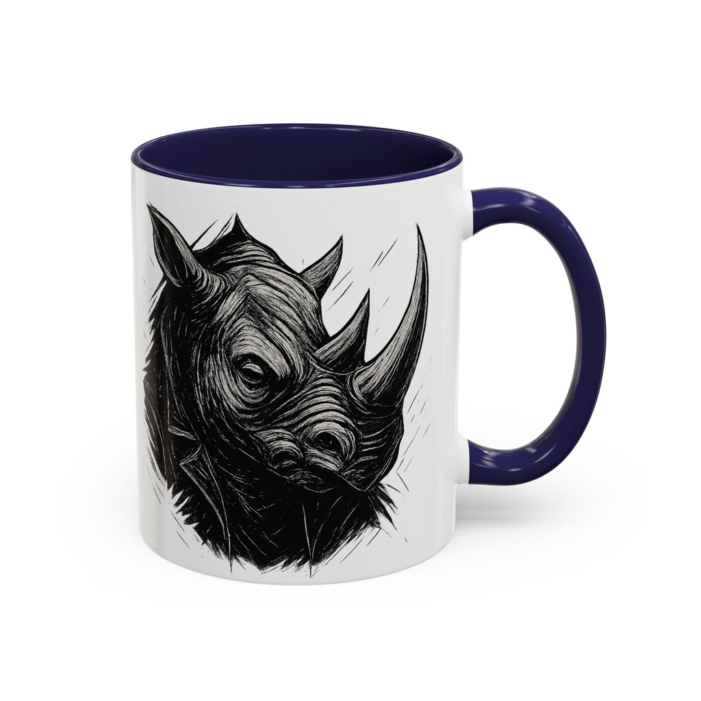 Grunge Punk Animal Mug | Giraffe & Rhino Linocut Art Coffee Cup, Edgy Black and White Illustration Gift