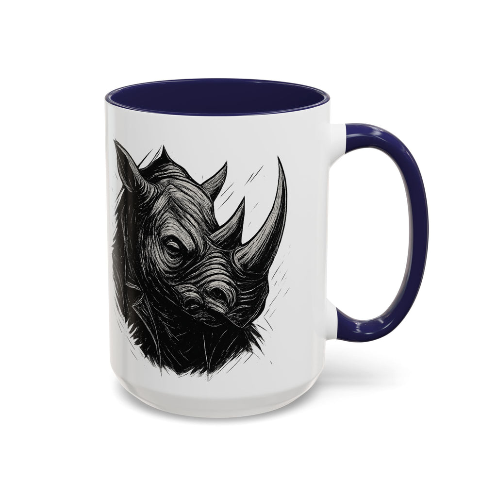 Grunge Punk Animal Mug | Giraffe & Rhino Linocut Art Coffee Cup, Edgy Black and White Illustration Gift