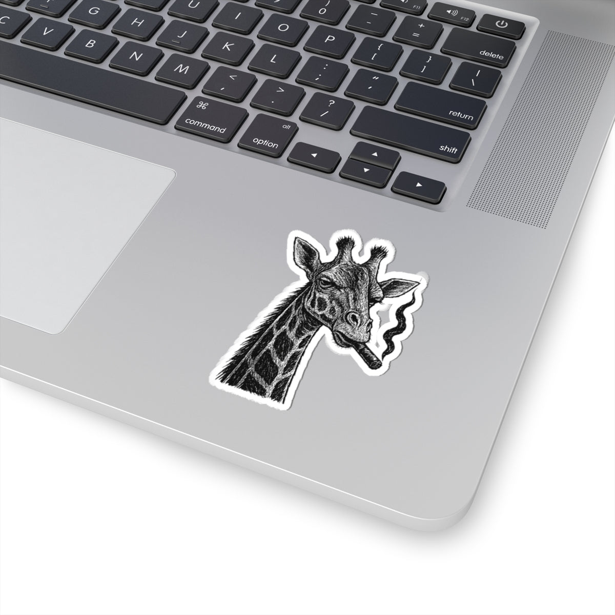 Giraffe Smoke Kiss-Cut Sticker, Laptop Decal, Vintage Wall Art, Animal Lover Gift, Car Decor, Grunge Style Decal