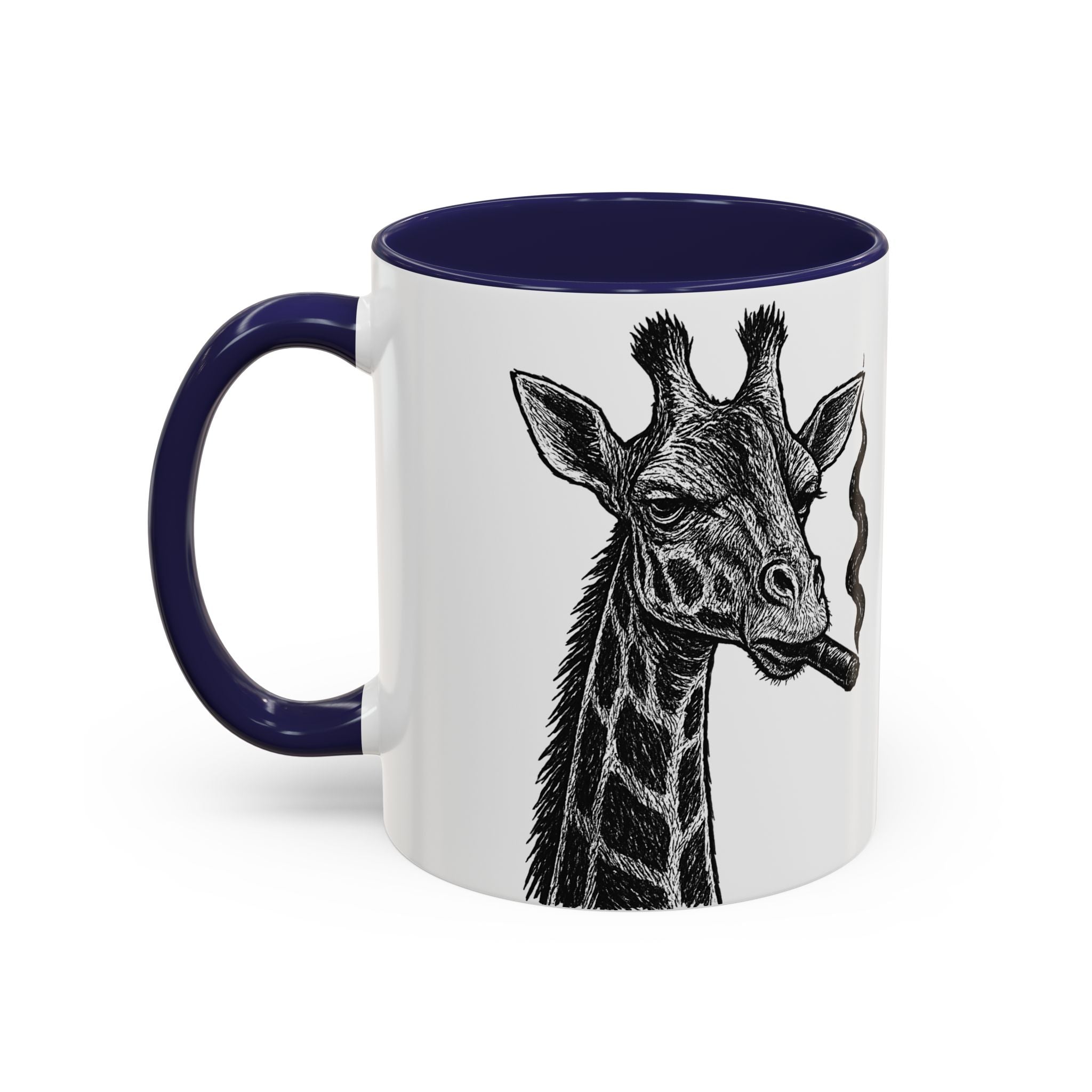 Grunge Punk Animal Mug | Giraffe & Rhino Linocut Art Coffee Cup, Edgy Black and White Illustration Gift