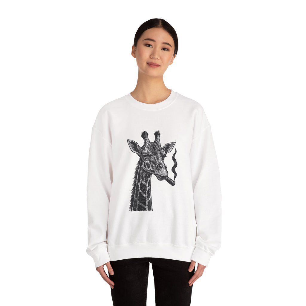 Cool Giraffe Smoking Sweatshirt, Trendy Animal Lover Gift, Unisex Crewneck, Chill Vibe, Casual Wear