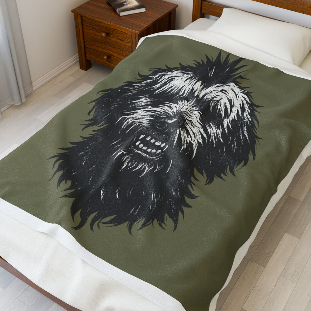 Velveteen Plush Blanket, Punk Rock Goldendoodle Blanket, Cozy Throw, Dog Lover Gift, Bedding Decor, Soft Fleece Coverlet