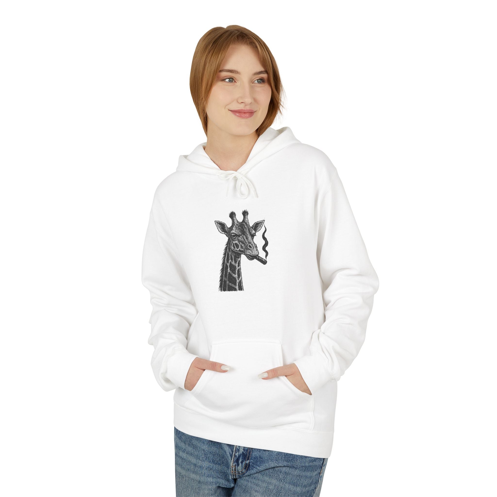 Giraffe Love Hoodie, Animal Enthusiasts Gift, Cozy Fleece Fall Fashion, Nature Lovers, Unique Grunge Style, Soft Sweatshirt,
