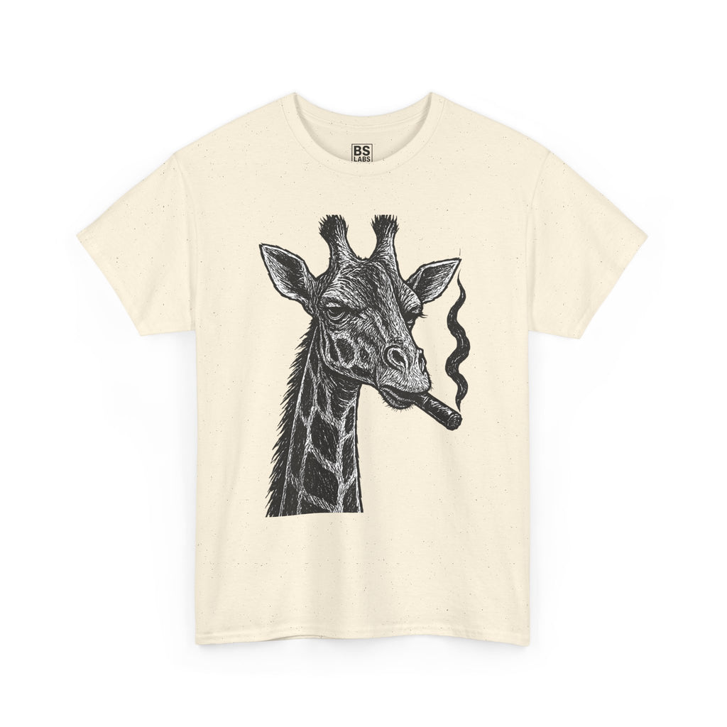 Giraffe Smoking Graphic Tee, Animal Lover Gift, Casual Cotton T-Shirt, Unique Graphic Shirt, Quirky Tee for Any Occasion, Fun Tee
