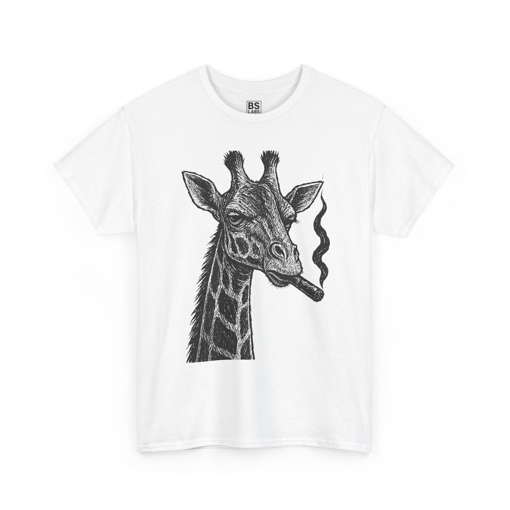 Giraffe Smoking Graphic Tee, Animal Lover Gift, Casual Cotton T-Shirt, Unique Graphic Shirt, Quirky Tee for Any Occasion, Fun Tee