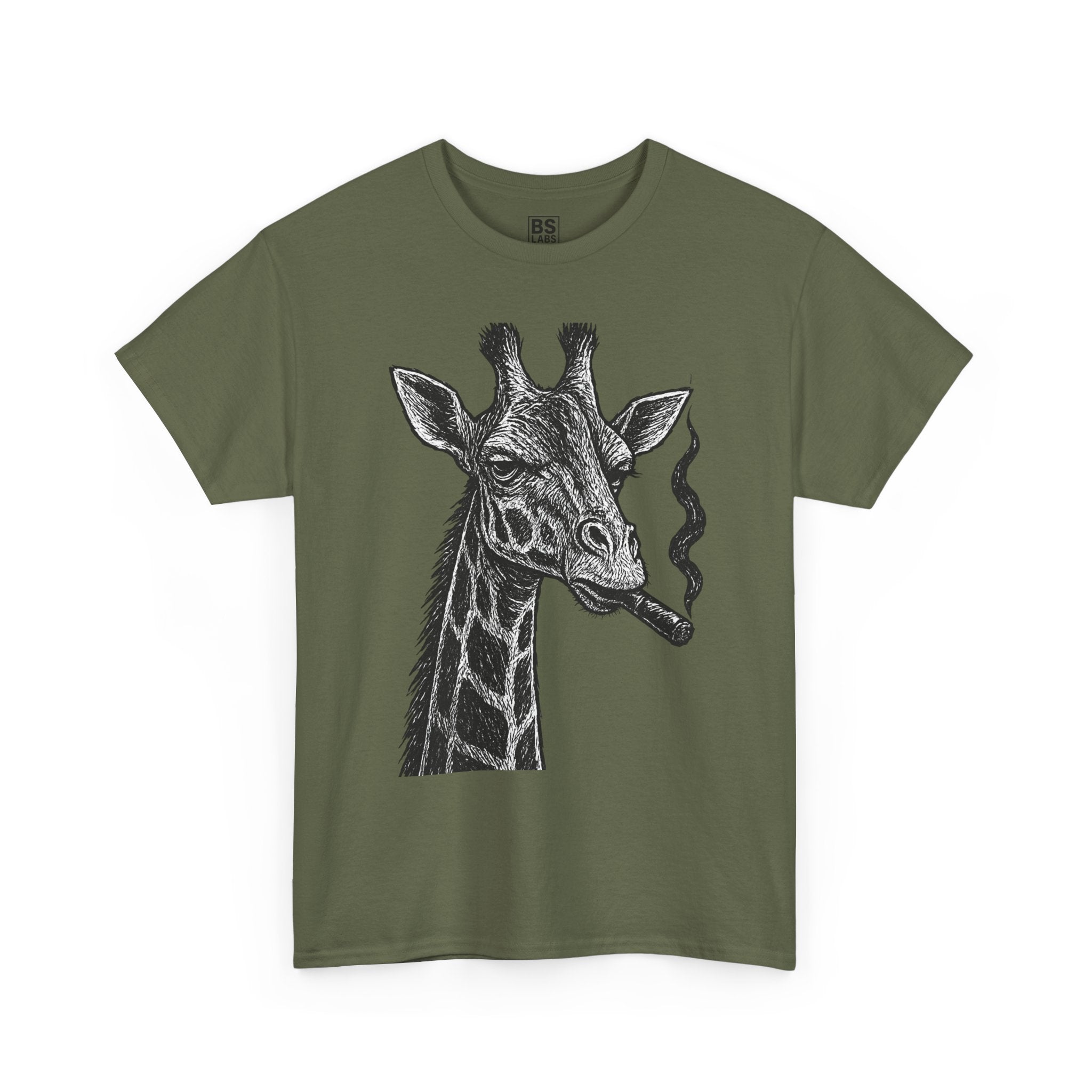Giraffe Smoking Graphic Tee, Animal Lover Gift, Casual Cotton T-Shirt, Unique Graphic Shirt, Quirky Tee for Any Occasion, Fun Tee