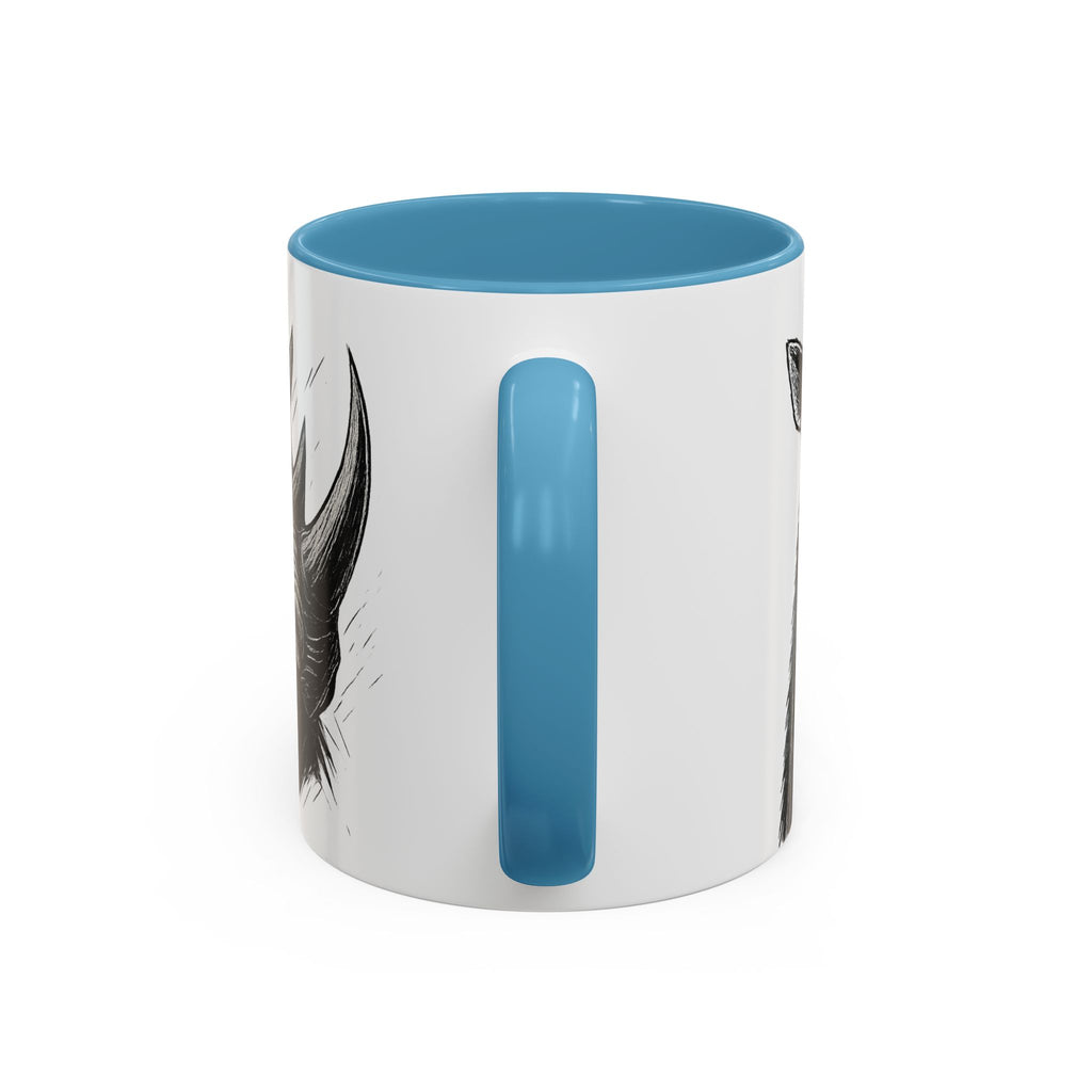 Grunge Punk Animal Mug | Giraffe & Rhino Linocut Art Coffee Cup, Edgy Black and White Illustration Gift