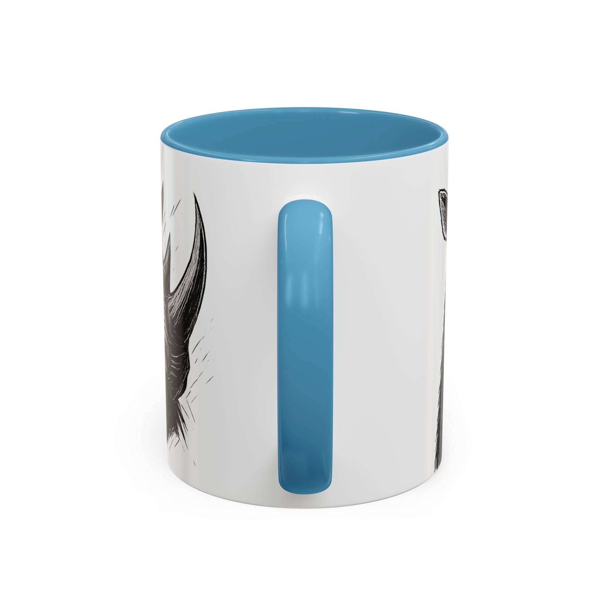 Grunge Punk Animal Mug | Giraffe & Rhino Linocut Art Coffee Cup, Edgy Black and White Illustration Gift