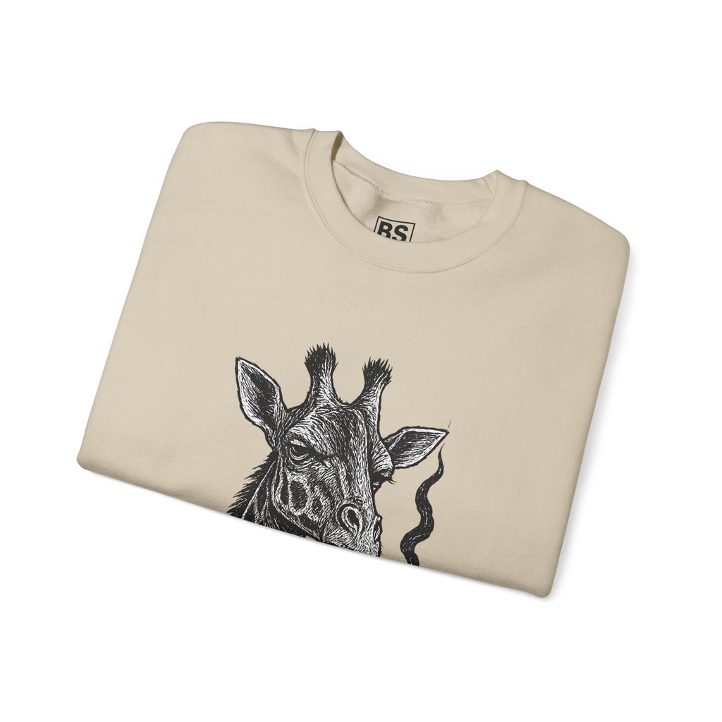 Cool Giraffe Smoking Sweatshirt, Trendy Animal Lover Gift, Unisex Crewneck, Chill Vibe, Casual Wear