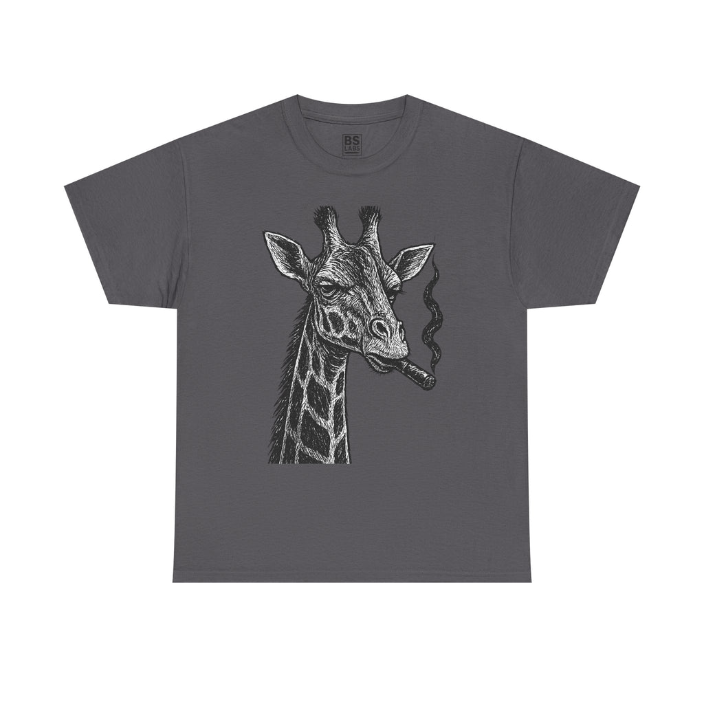 Giraffe Smoking Graphic Tee, Animal Lover Gift, Casual Cotton T-Shirt, Unique Graphic Shirt, Quirky Tee for Any Occasion, Fun Tee