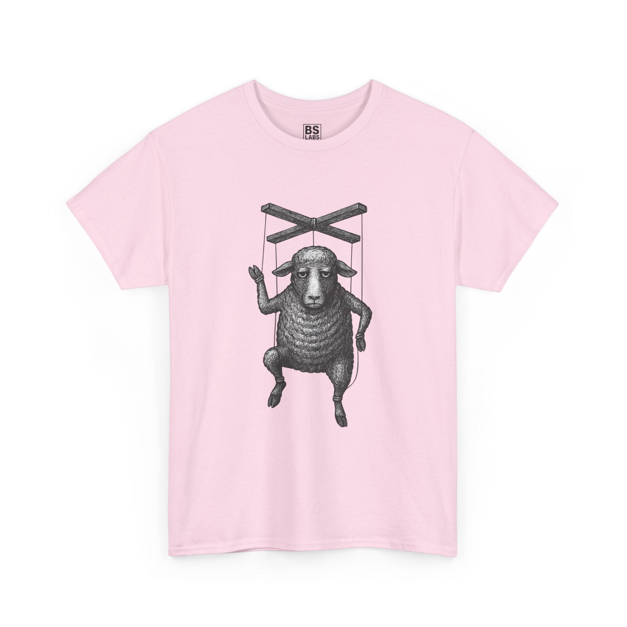 Slumped Sheep Unisex Tee, Quiet Defiance Graphic T-Shirt, Heavy Cotton Shirt for Rebels, Linocut Print Tee, Raw Ink Texture Shirt,