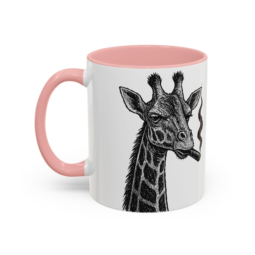 Grunge Punk Animal Mug | Giraffe & Rhino Linocut Art Coffee Cup, Edgy Black and White Illustration Gift